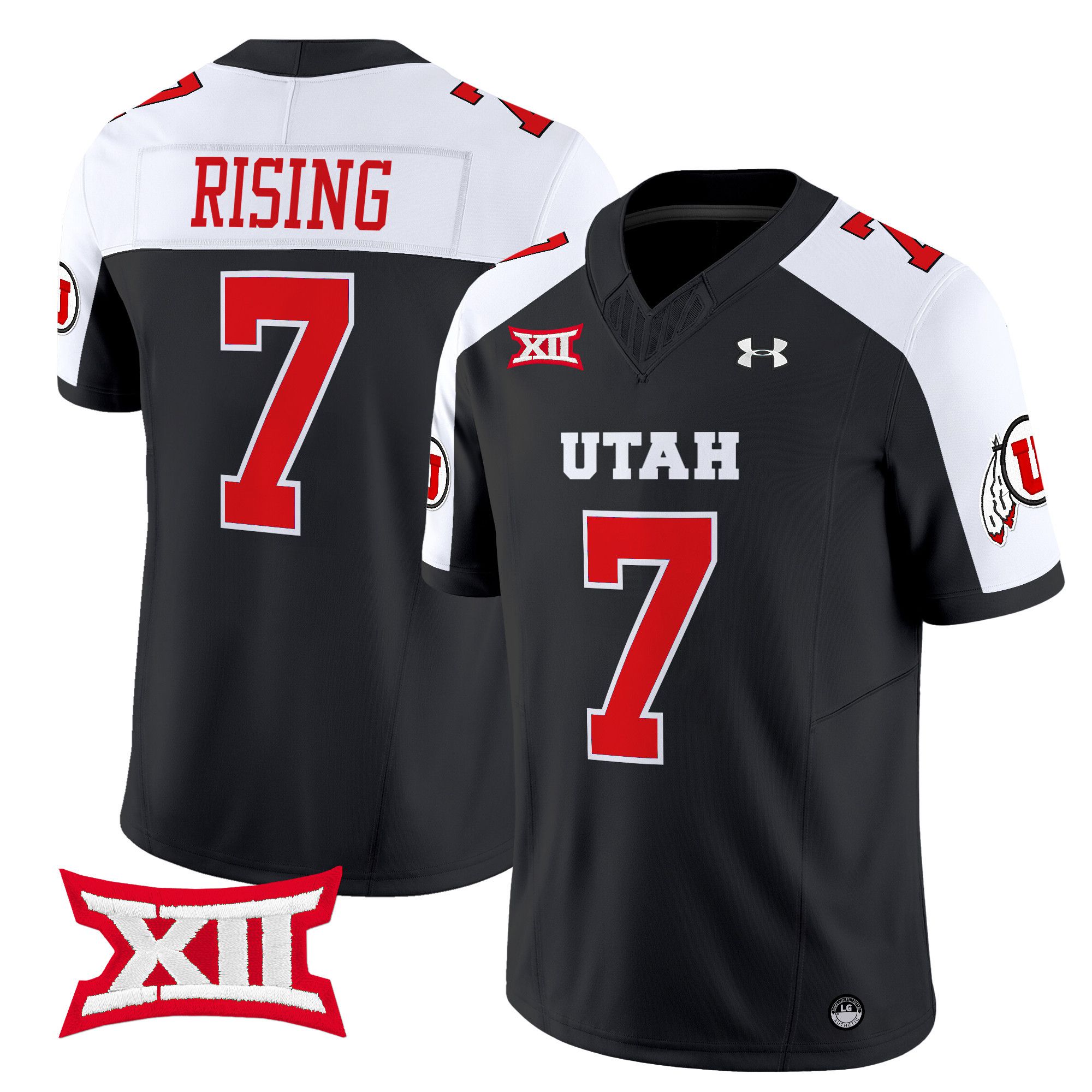 Men Utah Utes #7 Rising Black 2024 Vapor Limited NCAA Jersey style 1